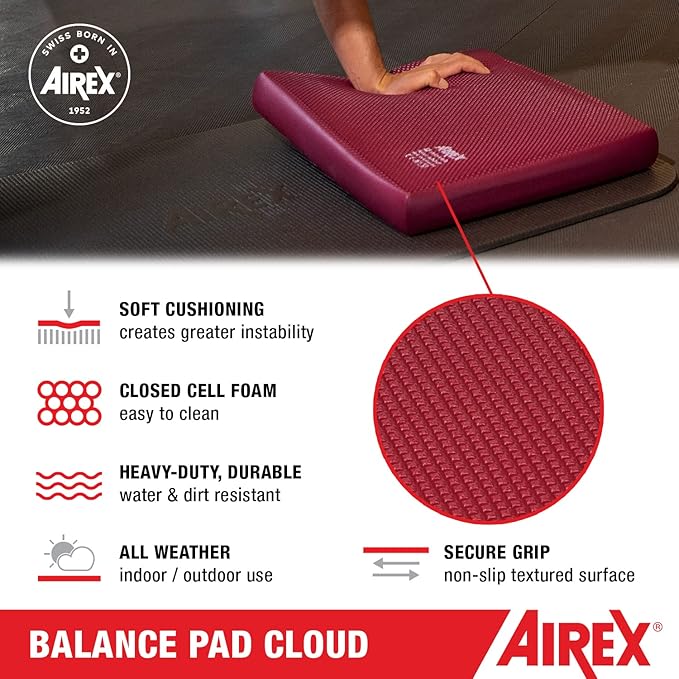 AIREX Balance Pad – Stability Trainer for Balance, Stretching, Physical Therapy, Exercise, Mobility, Rehabilitation and Core Training Non-Slip Closed Cell Foam Premium Balance Pad