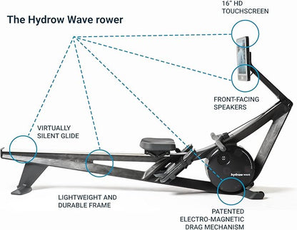 Hydrow Wave Rowing Machine with 16" HD Touchscreen & Speakers - Foldable | Live Home Workouts, Subscription Required