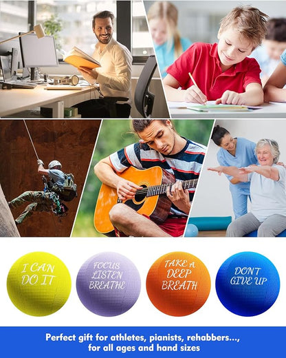 ALMAH Stress Balls for Adults 4 Density Hardness Squeeze Balls for Hand Therapy 4 Pack Stress Relief Anxiety Balls Hand Exercise Physical Therapy Stress Ball for Finger Wrist Muscles Arthritis