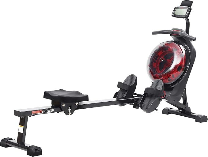 Sunny Health & Fitness Elite Water Rowing Machine with High Resistance Vertical Tank, Optional Exclusive Bluetooth SunnyFit App