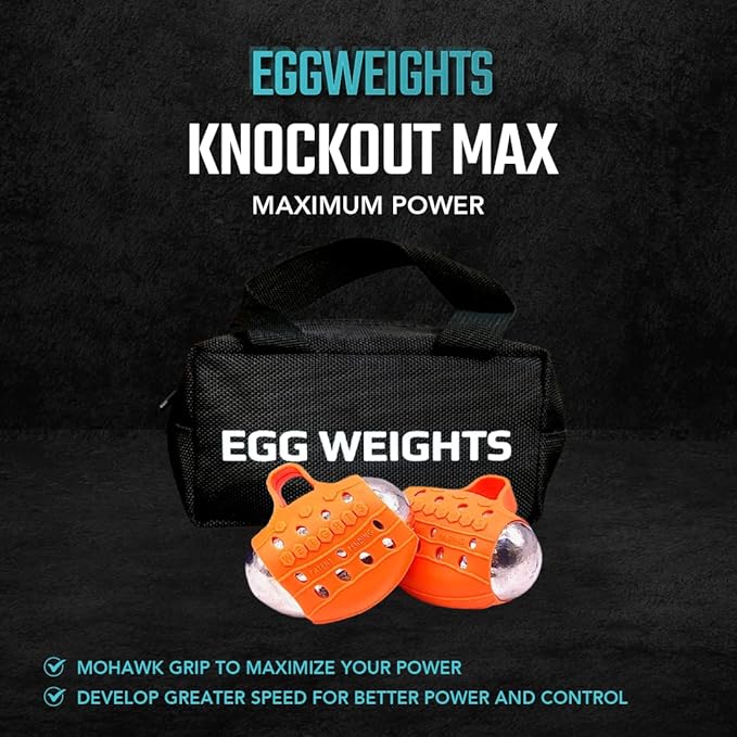 Egg Weights Knockout Max 5.0 lbs Set Bismuth Hand Weights with Anti-Slip Silicone Rubber Finger Loop for Shadowboxing, Kickboxing for Men and Women - 2 Eggs, 2.5 lbs Each + Free E-Book Workout Guide