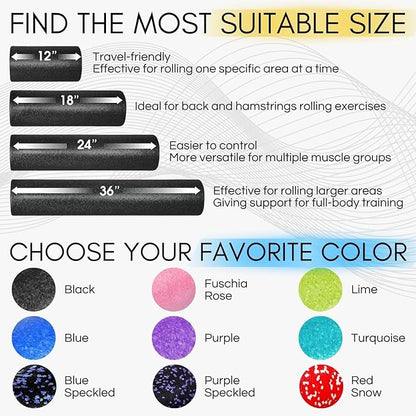 Yes4All High Density Foam Roller for Back, Variety of Sizes & Colors for Yoga, Pilates - Blue - 12 Inches