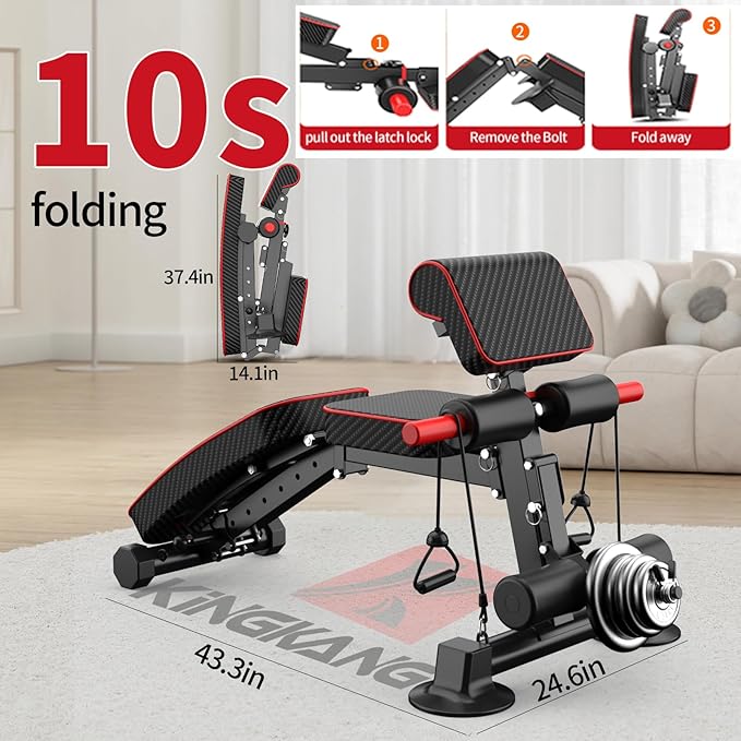 Adjustable Weight Bench,Utility Workout Bench Foldable Incline Decline Benches for Home Gym Full Body Workout,Load 500LBS