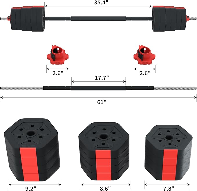 VIVITORY Barbell Weight Set, Adjustable Dumbbells 55/66/88 lb with Two bars, Exercise Fitness Free Weights Lifting for Home Gym