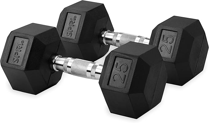 Dumbbells Hand Weights Set of 2 - Rubber Hex Chrome Handle Exercise & Fitness Dumbbell for Home Gym Equipment Workouts Strength Training Free Weights for Women, Men