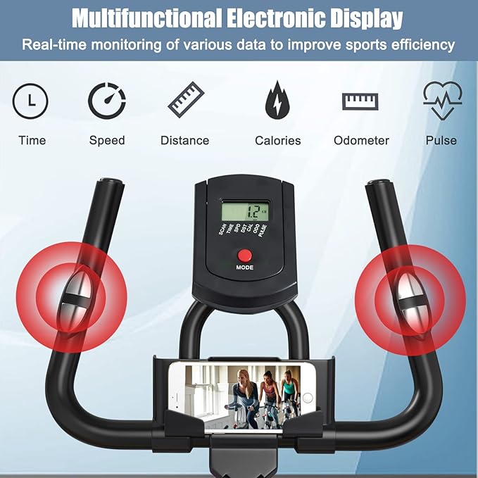 Indoor Cycling Bike, Exercise Bike w/Resistance Adjustment, Stationary Fitness Machine w/Comfortable Seat Cushion, Silent Belt Drive, Phone Holder, Fitness Training Bike for Home Gym