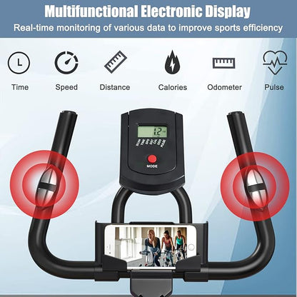 Indoor Cycling Bike, Exercise Bike w/Resistance Adjustment, Stationary Fitness Machine w/Comfortable Seat Cushion, Silent Belt Drive, Phone Holder, Fitness Training Bike for Home Gym