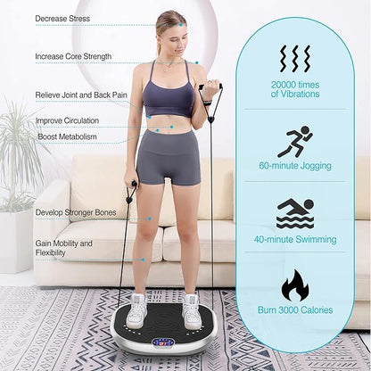 AXV Vibration Plate Exercise Machine Whole Body Workout Power Vibrate Fitness Platform Vibrating Machine Exercise Board for Weight Loss Shaping Toning Wellness Home Gyms Workout