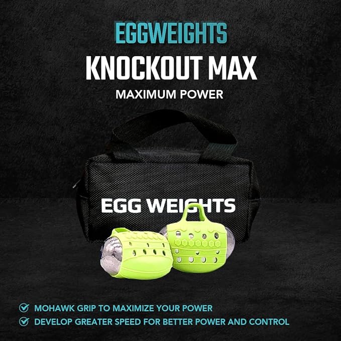 Egg Weights Knockout Max 5.0 lbs Set Bismuth Hand Weights with Anti-Slip Silicone Rubber Finger Loop for Shadowboxing, Kickboxing for Men and Women - 2 Eggs, 2.5 lbs Each + Free E-Book Workout Guide