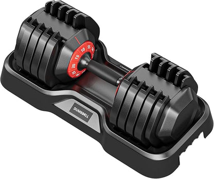 55 LB Adjustable Dumbbell Set for Men Women, Black Dumbbell Workout Equipment for Home Gym Weight Strength Training, Full Body Exercise Fitness, Fast Adjust by Turning Handle (10 Gears/10-55LB)