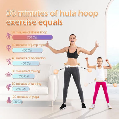 EPEHSPORT Silent Infinity Smart Hoops with Counter 22"-44", Weighted Exercise Hoola Equipment, 2 in 4 Abdomen Fitness Massage,Infinity Hoop Weighted Hula Hoop with Sweat Belt.