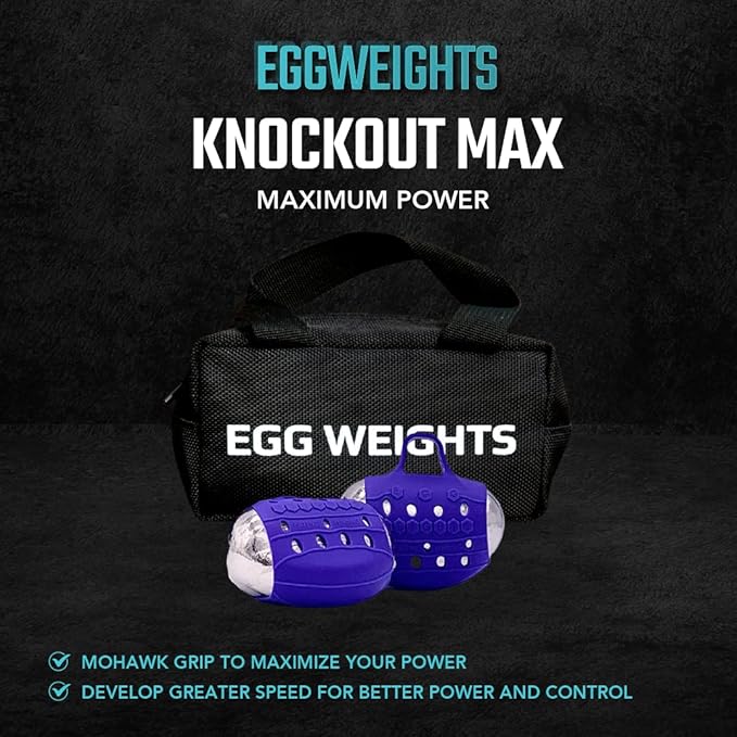 Egg Weights Knockout Max 5.0 lbs Set Bismuth Hand Weights with Anti-Slip Silicone Rubber Finger Loop for Shadowboxing, Kickboxing for Men and Women - 2 Eggs, 2.5 lbs Each + Free E-Book Workout Guide