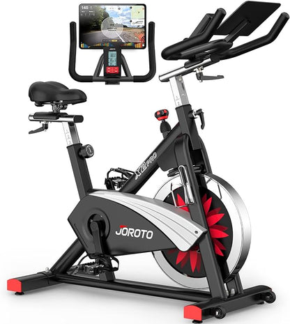 JOROTO X2|X2PRO Exercise Bike, X4S Bluetooth Stationary Indoor Cycling Bike with Readable 100 Levels Magnetic Resistance, Plus 12.6 inch Tablet Bracket Exercise Bikes for Home