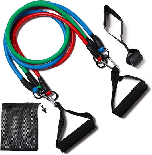 Resistance Bands with Handles, Single Resistance Bands, Exercise Bands with Handles, for Resistance Training, Physical Therapy, Home Workouts, Fitness, Pilates