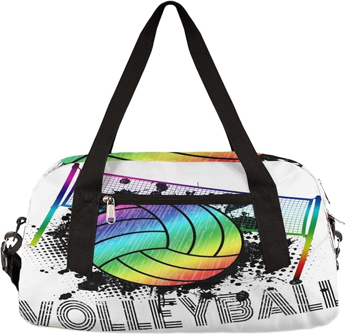 Volleyball Sport Ball Gym Bag for Women Men, Small Travel Duffel Bag for Sports Getaway Overnight Bag Lightweight Weekender Bags Workout Bag Dance Bag for Boys Girls Kids Teens…