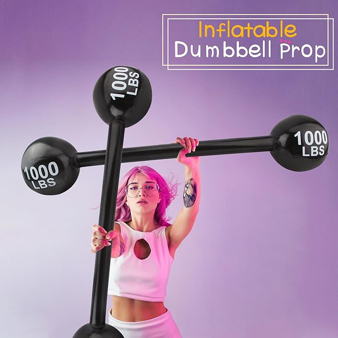 3 Pack Inflatable Dumbbell Inflatable Barbell Giant Inflatable Dumbbell Prop Fake Weights Cosplay Props Party Decoration Photo Props Accessory