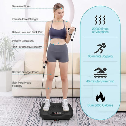 Vibration Plate Exercise Machine Whole Body Workout Vibrate Fitness Platform Lymphatic Drainage Machine for Weight Loss Shaping Toning Wellness Home Gyms Workout