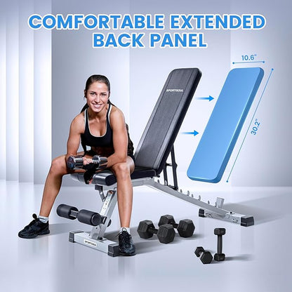 Adjustable Weight Bench Professional Utility Heavy Duty Workout Bench Incline Decline Flat Multi-Purpose Bench Press