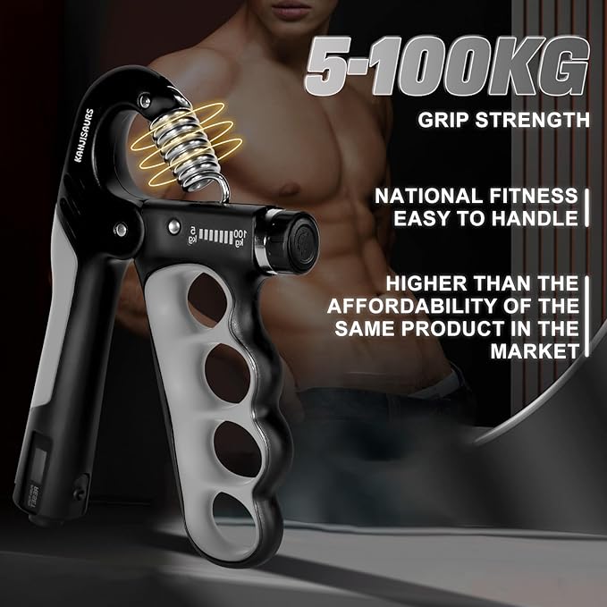 Grip Strength Trainer, Adjustable Resistance 11-220 Ibs Forearm Exerciser, the Five Fingers Grip Strength Trainer with Digital Counter,Hand Grips Strengthener.