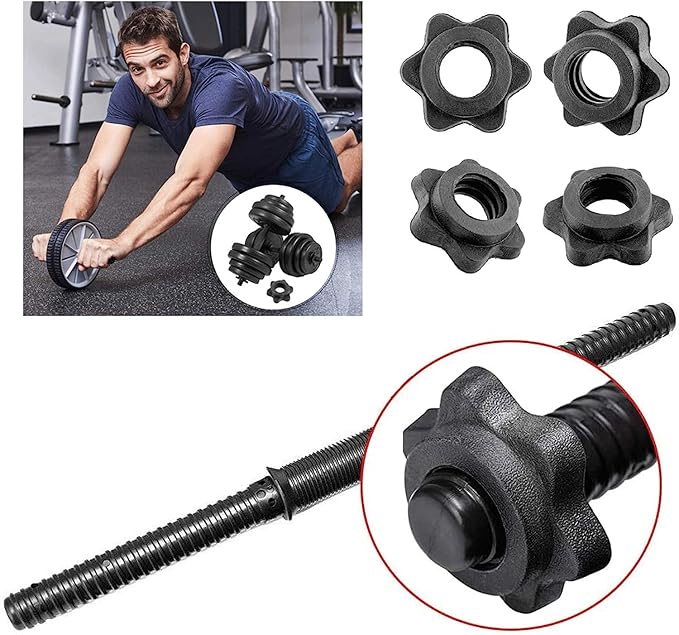 Dumbbell Collars 1 inch Dumbbell Hex Nut Barbell Collar Clamps Weight Clips for Dumbbells,Spinlock Collars for 1 Inch Standard Barbells Bars Sports Weight Lifting Fitness