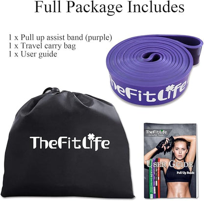 TheFitLife Resistance Pull Up Bands - Pull-Up Assist Exercise Bands, Long Workout Loop Bands for Body Stretching, Powerlifting, Fitness Training, with Carrying Bag and Workout Guide