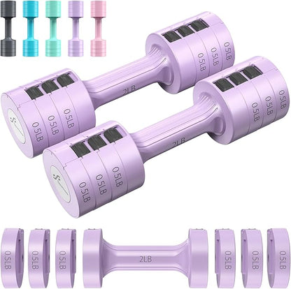 Adjustable Dumbbells Hand Weights Set: Sportneer 5 lb Dumbbells Set of 2 Each 2lb 3lb 4lb 5lb Free Weights Fast Adjust Weight 4 In 1 Weights Dumbbells Set for Women Men Home Gym Exercise Training