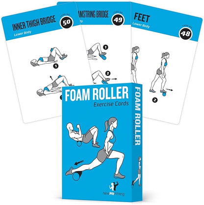 NewMe Fitness Foam Roller Workout Cards, Instructional Fitness Deck for Women & Men, Beginner Fitness Guide to Training Exercises at Home or Gym