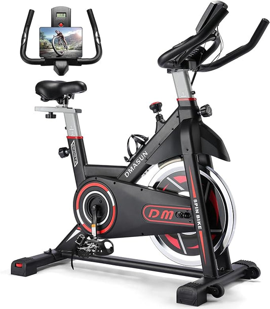 DMASUN Exercise Bike, Indoor Cycling Bike Stationary, Cycle Bike with Comfortable Seat Cushion, Digital Display with Pulse