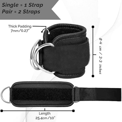 Ankle Straps Ankle Resistance Bands Wrist Cuffs Padded Straps Adjustable Fitness Glute Kickback D-Ring for Cable Machine Gym Foot Leg Training Brace Support 1 Pair