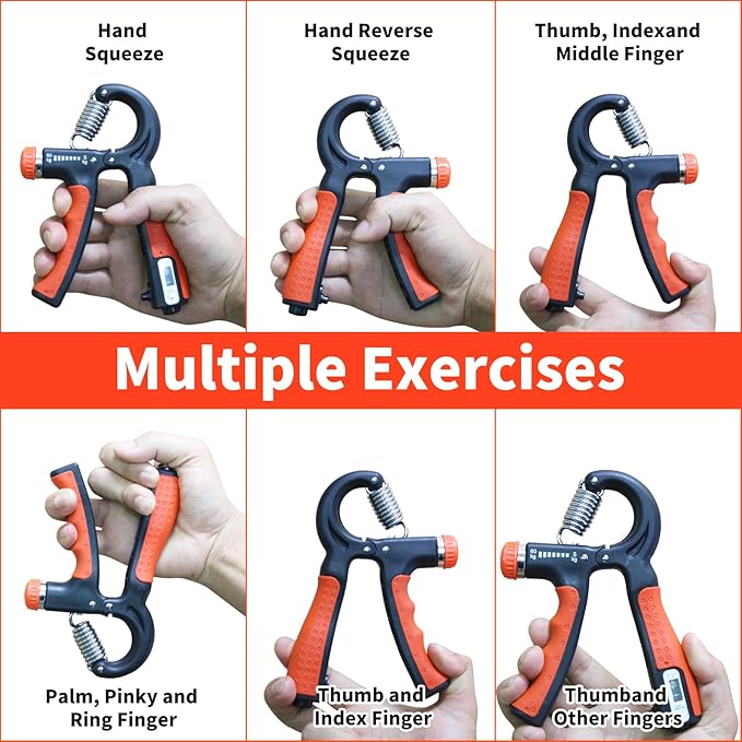 Grip Strength Trainer, Hand Gripper Strengthener with Adjustable Resistance 11-132 Lbs (5-60kg), Forearm Strengthener with Non-Slip Gripper for Muscle Building and Injury Recover Gym/Home