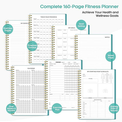 Fitness Workout Journal for Women & Men, A5(5.5" x 8.2") Workout Log Book Planner for Tracking, Progress, and Achieving Your Wellness Goals-Blue