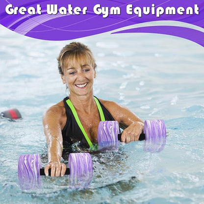 Water Aerobics Set for Aquatic Exercise, New Upgrade Aquatic Exercise Dumbbells and Foam Swim Aquatic Cuffs with Detachable Velcro, Aquatic Fitness Equipment for Water Workouts