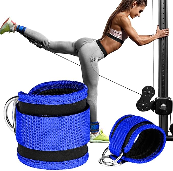 Ankle Straps Ankle Resistance Bands Wrist Cuffs Padded Straps Adjustable Fitness Glute Kickback D-Ring for Cable Machine Gym Foot Leg Training Brace Support 1 Pair