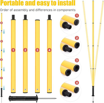 Soccer Agility Training Equipment: 6 Soccer Agility Poles, 20ft Agility Ladder, 10 Soccer Cones, 1 Jump Rope. Soccer Training Poles for Speed Training, Agility Training