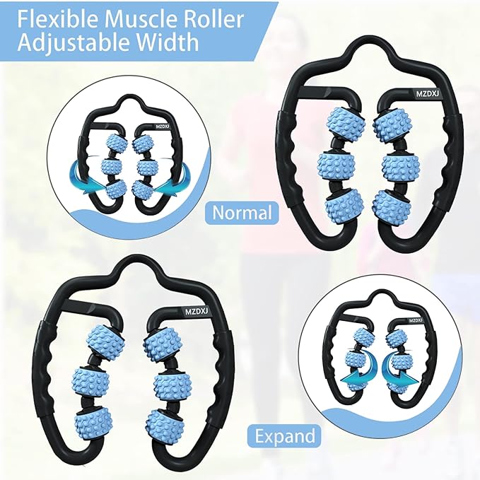 Upgraded Six-Wheel Muscle Roller - Arm & Leg Massager, Forearm & Calf Roller, Tennis Elbow Brace for Men, Carpal Tunnel & Tendonitis Relief, Perfect for Wrist, Hand, Foot, & Thigh