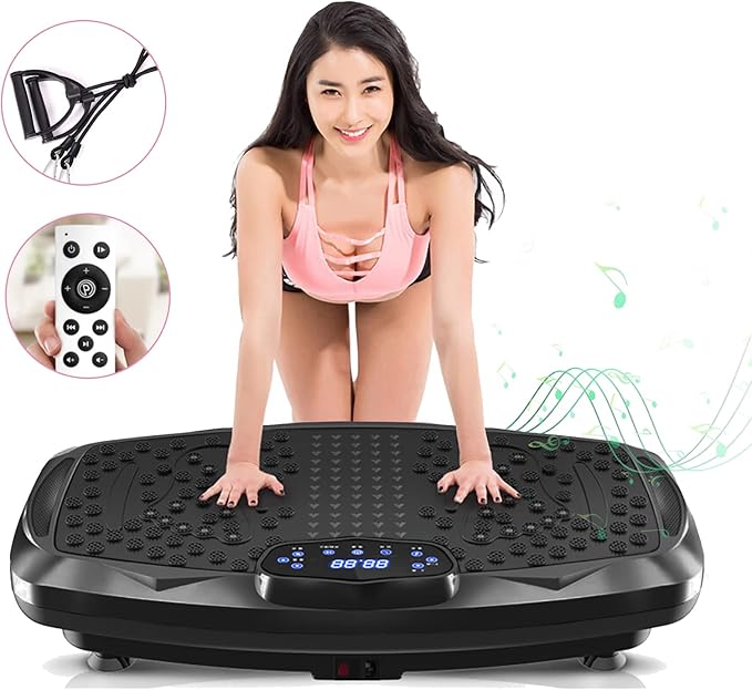 Vibration Plate Exercise Machine Whole Body Workout Vibration Fitness Platform for Home Fitness & Weight Loss + BT + Remote, 99 Levels