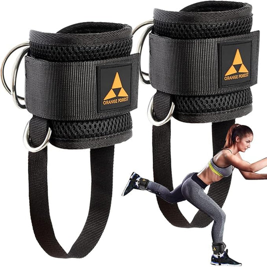 Ankle Strap for Cable Machine (Pair) Adjustable Comfort 4 D-Rings,