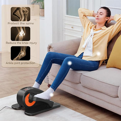 Under Desk Elliptical, Electric Foot Pedal Exerciser, Fully Assembled Seated Elliptical, Compact Portable Elliptical Machine Trainer with Remote Control, Mini Elliptical Leg Exerciser for Home