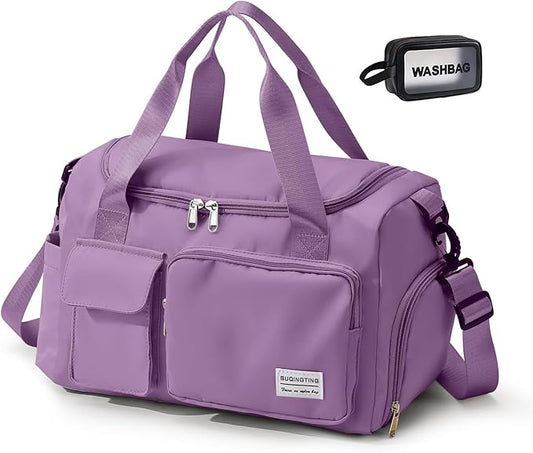 Small Gym Bag for Women, Travel Duffle Bag Carry On Weekender Bag with Shoe Compartment