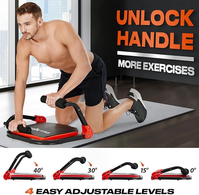 Yes4All Ab Crunch Machine Lockable Ergonomic Foam Handle & 2 Resistance Bands for Total Body Workout, Situp Lockable Capacity Upto 330 Lbs