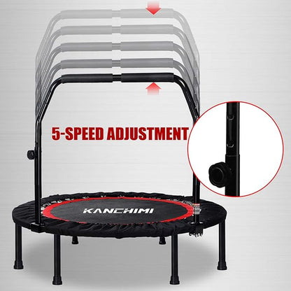 Kanchimi 40" 48" Folding Mini Fitness Indoor Exercise Workout Rebounder Trampoline with Handle, Max Load 330lbs