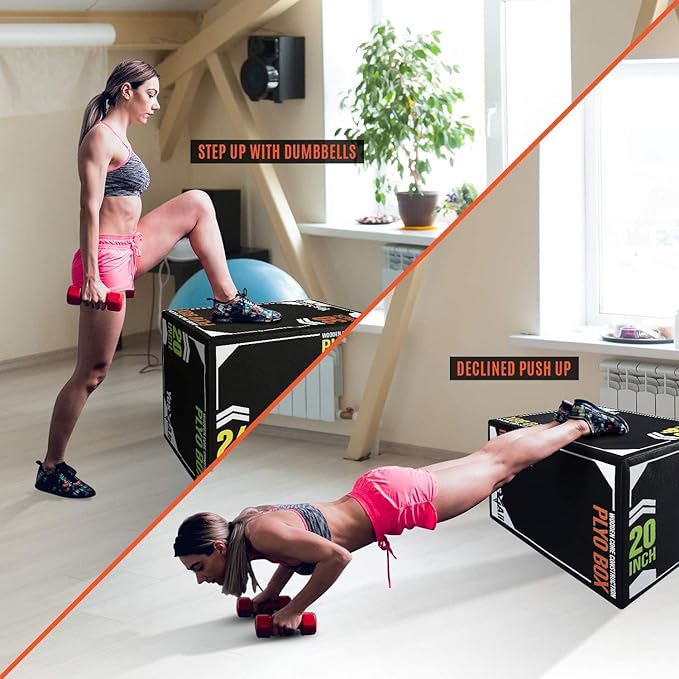 Yes4All 3-in-1 Soft-Padded Plyo Box With Wooden Core, Non-Slip Multi-Use Cushioned Plyometric Jump Box for Jumping, Conditioning, Strength Training