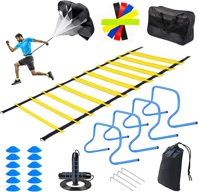 Agility Ladder Speed Training Equipment Set - Football 4 Agility 20ft Agility 12 Soccer