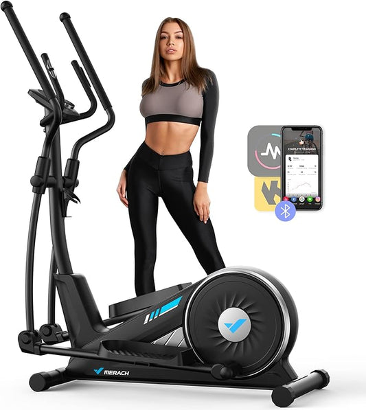 MERACH Elliptical Machine, Elliptical Exercise Machine for Home with Hyper-Quiet Magnetic Drive System, 16 Levels Adjustable Resistance, MERACH App, 350 LBS Weight Capacity