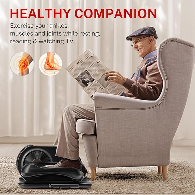 Under Desk Elliptical Machine, Electric Seated Pedal Exerciser, Mini Ellipse Leg Exerciser with Remote Control & 12 Adjustable Speeds, Forward & Reverse Direction, Manual & Electric Mode for Seniors