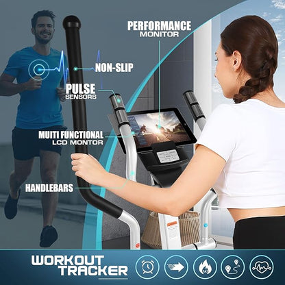 Elliptical Machine, Foldable Elliptical Machine for Home, 22 Resistance Levels with Large LCD Monitor Eliptical Exercise Machine