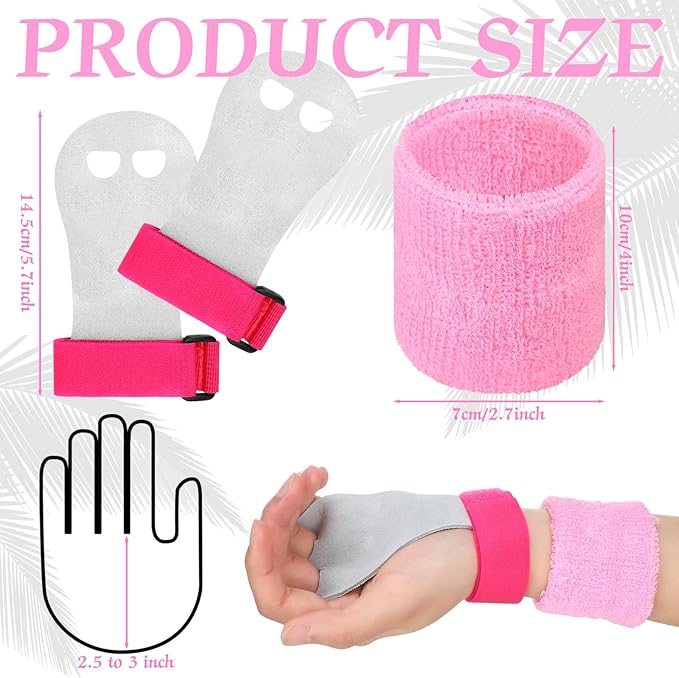 Jenaai 9 Pcs Gymnastics Hand Grips Gloves Wristbands with Drawstring Backpack Gymnastics Bar Palm Protection Bar Grips Sports Wrist Support Cinch Bags for Boys Girls Youth Kids Exercise