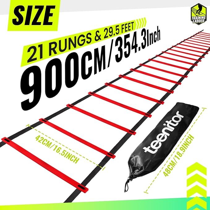 Teenitor Agility Ladder Speed Ladder Training Ladder for Soccer, Speed, Football Fitness Feet Training Carry Bag Agility Training Equipment