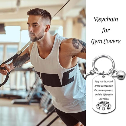 Fitness Keychain Featuring Dumbbell and Kettlebell with Uplifting