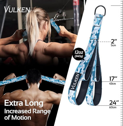 Vulken Tricep Rope Cable Attachment. Two Size in One Extra Long Pull Down Rope. Triceps Extension Straps Gym Equipment. Home Workout Handles for Resistance Bands.